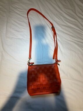 Orange Woven Crossbody Bag -  Women's Shoulder Purse